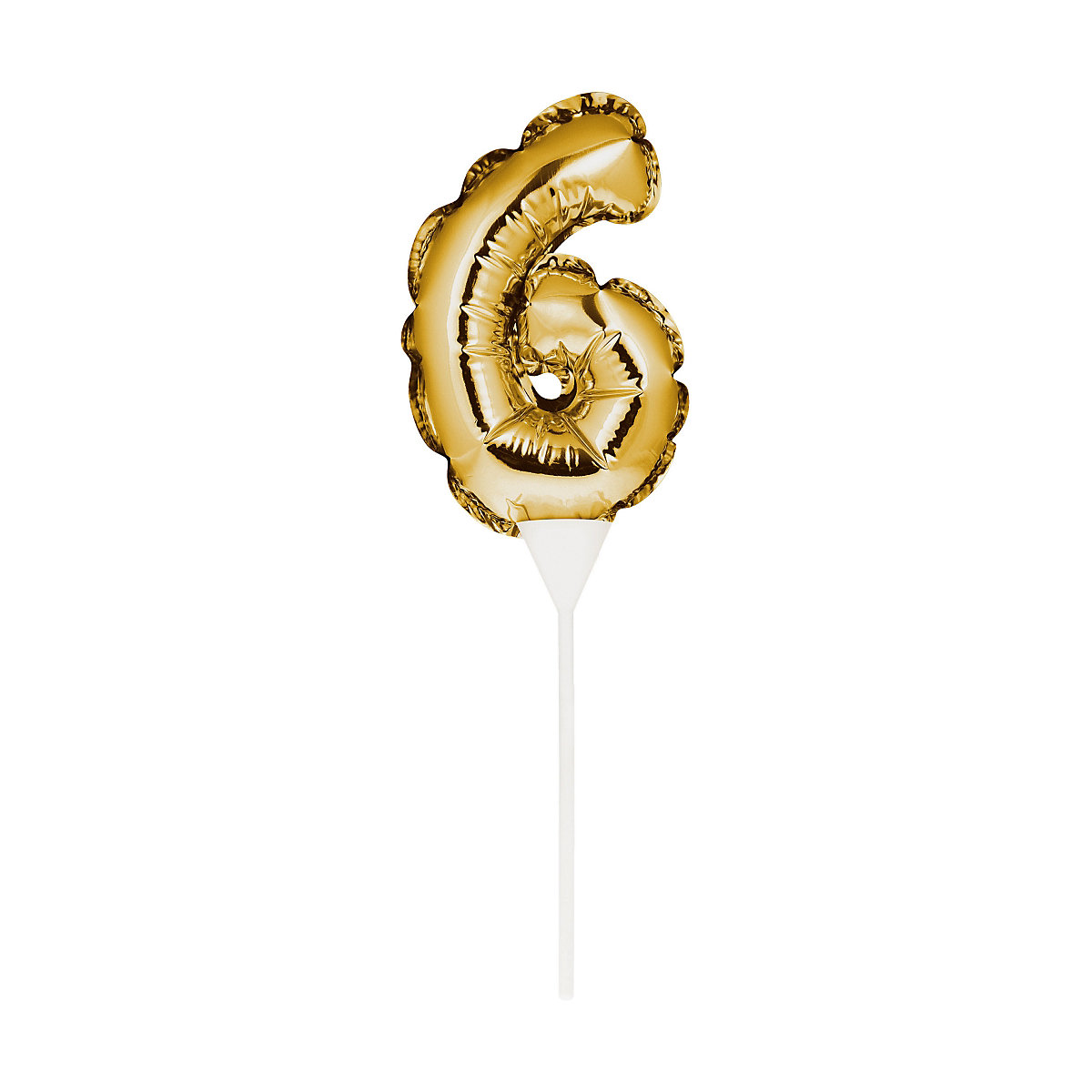 Kuchenpicker Folienballon Gold Zahl 6, 22,9 x 8,9 cm