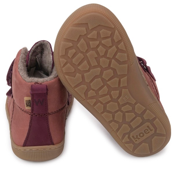 Koel bare+ ~ Karo HighCut Klettschuh Wollfleece + Tex ~ Blossom