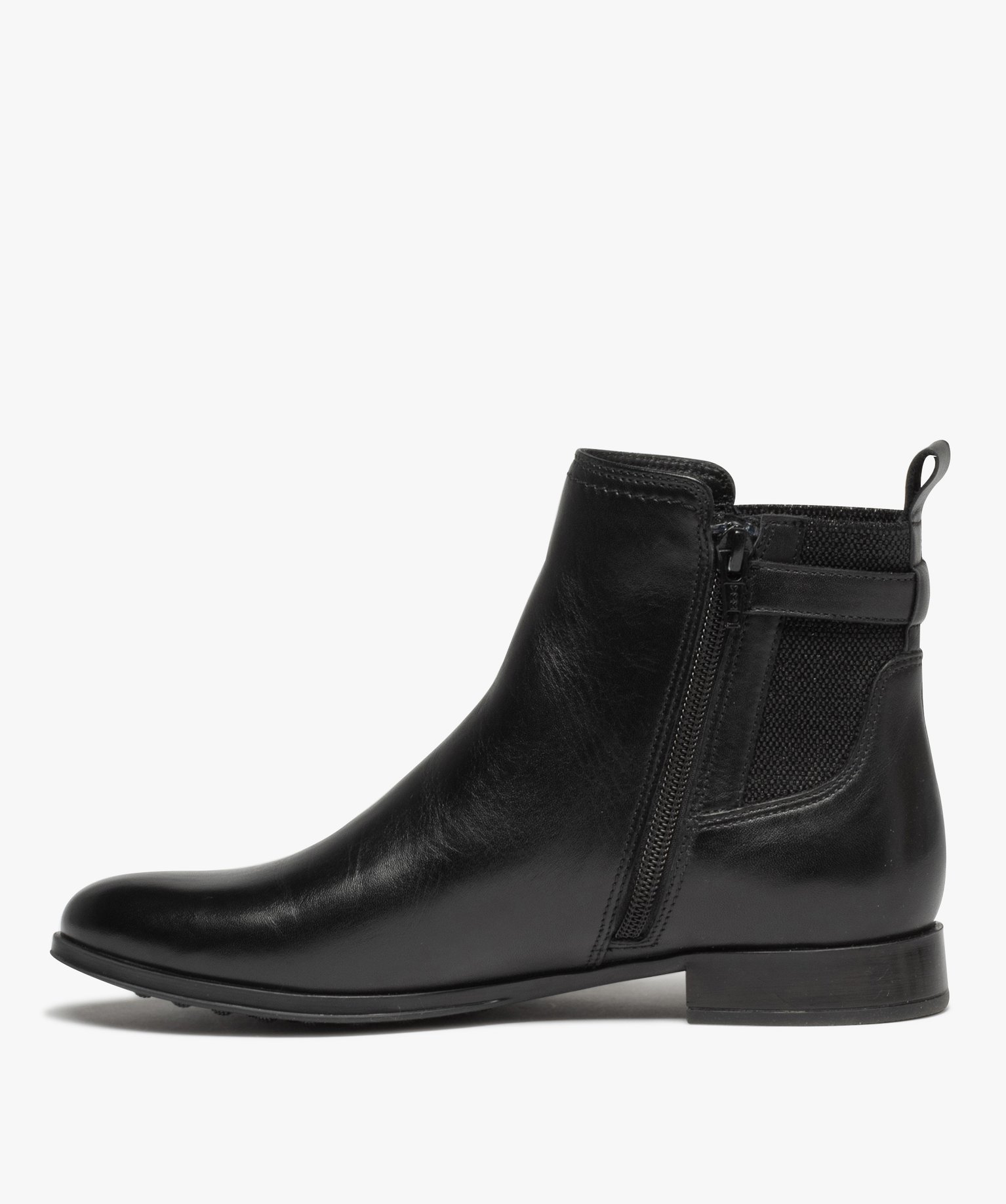 Boots dessus cuir avec élastique fantaisie sur tige femme -... noir | GEMO