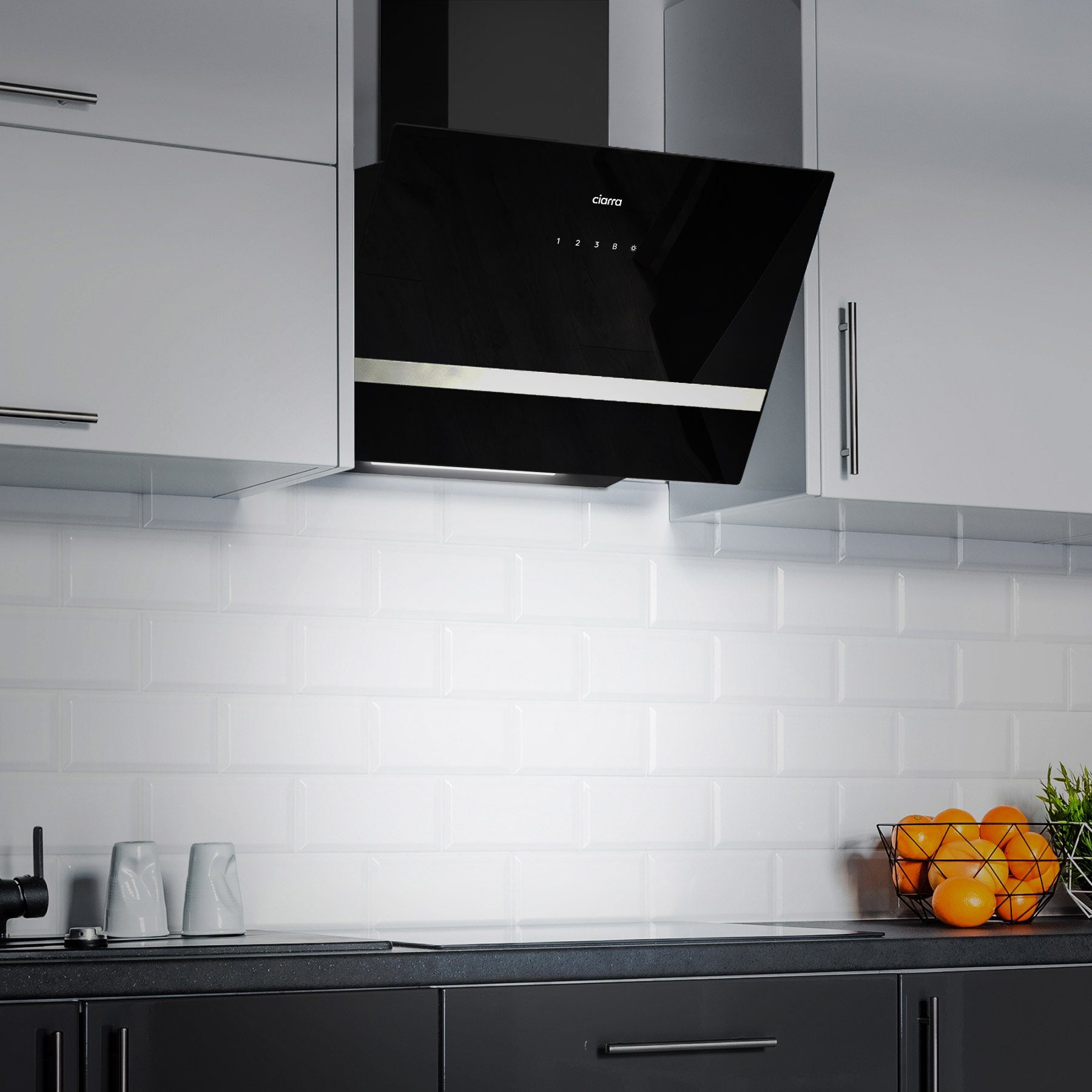 CIARRA Kopffreihaube VM6736HB, A+++ 650m³/h Dunstabzugshaube 60cm WIFI + APP & Touch Control BOOST