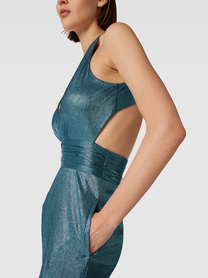 Jumpsuit mit Effektgarn in ozean blau
