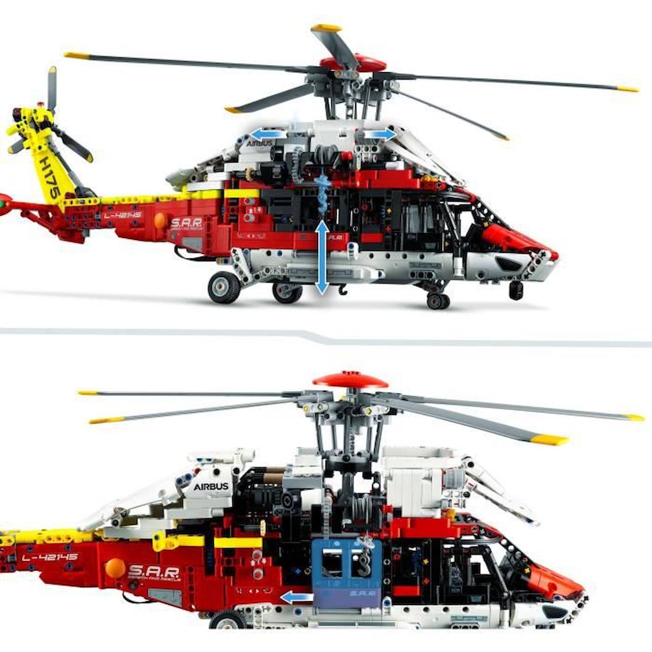LEGO 42145 Technic L’Hélicoptère de Secours Airbus H175, Jouet Hélicoptère, Maquette Éducative, Modélisme, Enfants Dès 11 Ans rouge