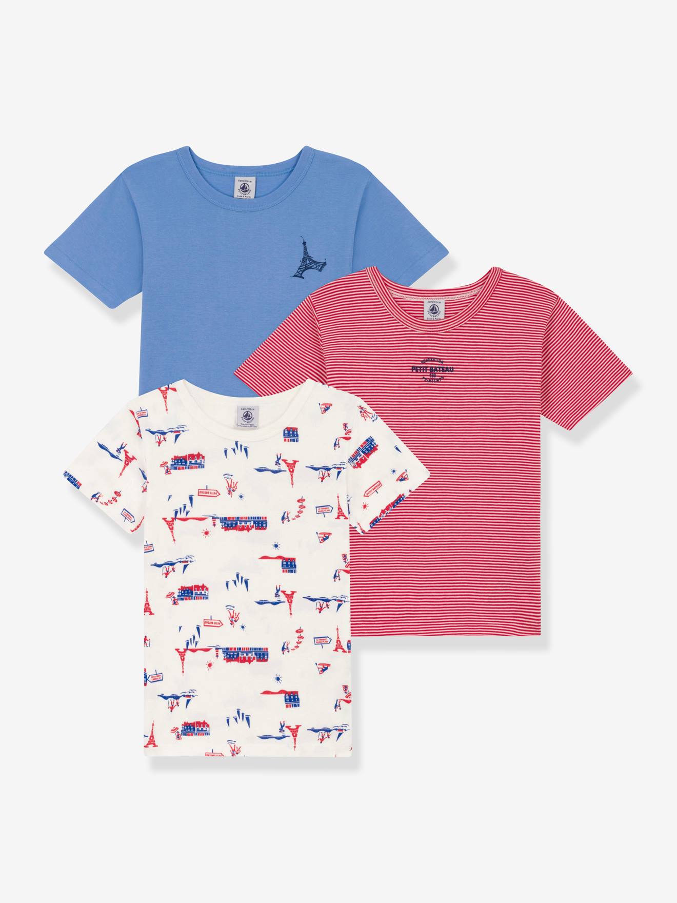 Lot de 3 t-shirts manches courtes PETIT BATEAU blanc