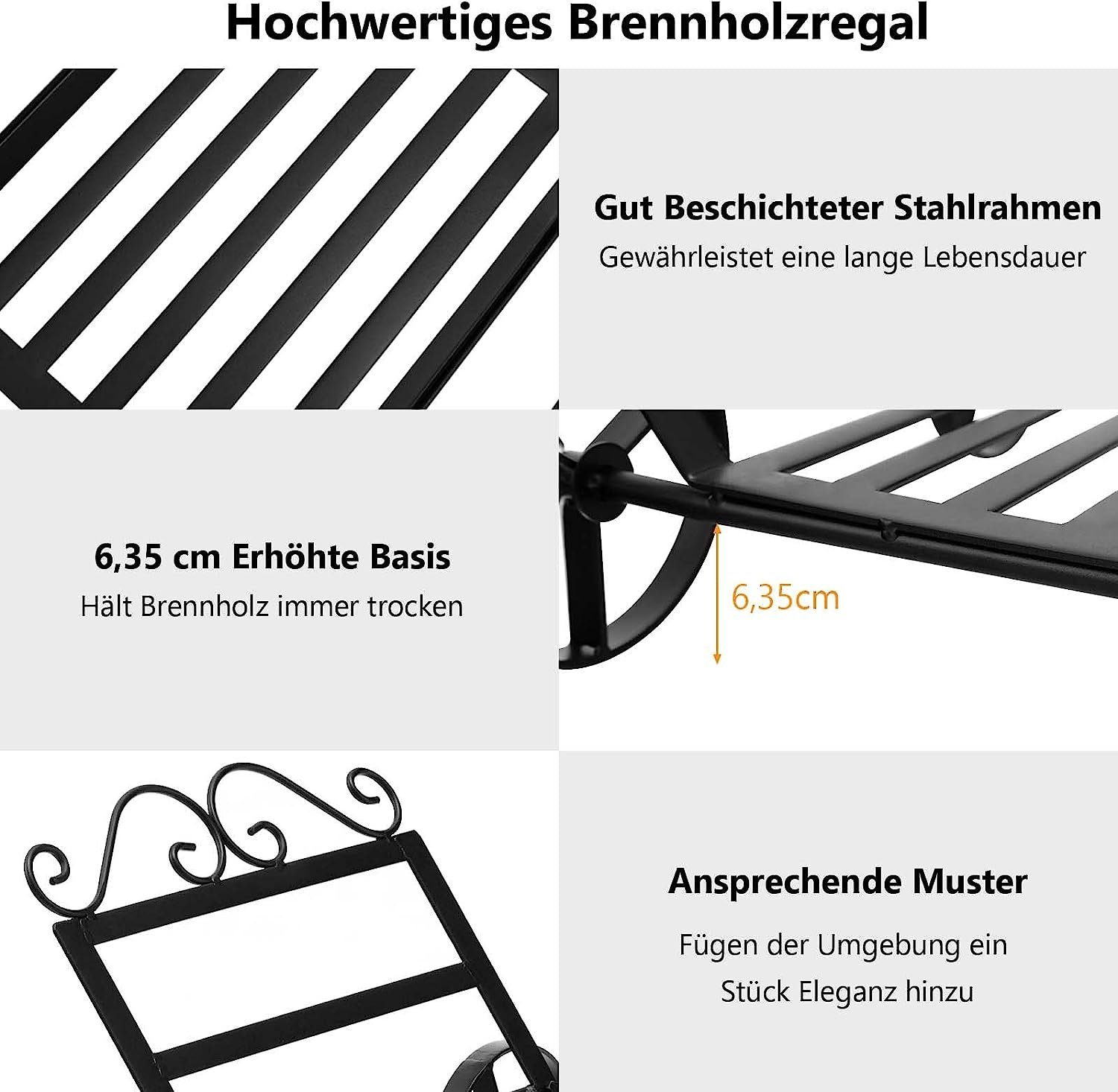 KOMFOTTEU Kaminholzregal Brennholzregal, mit 4 Räder