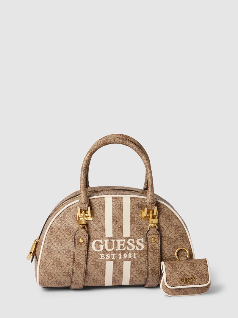 Bowling Bag mit Allover-Logo Modell 'MILDRED' in taupe