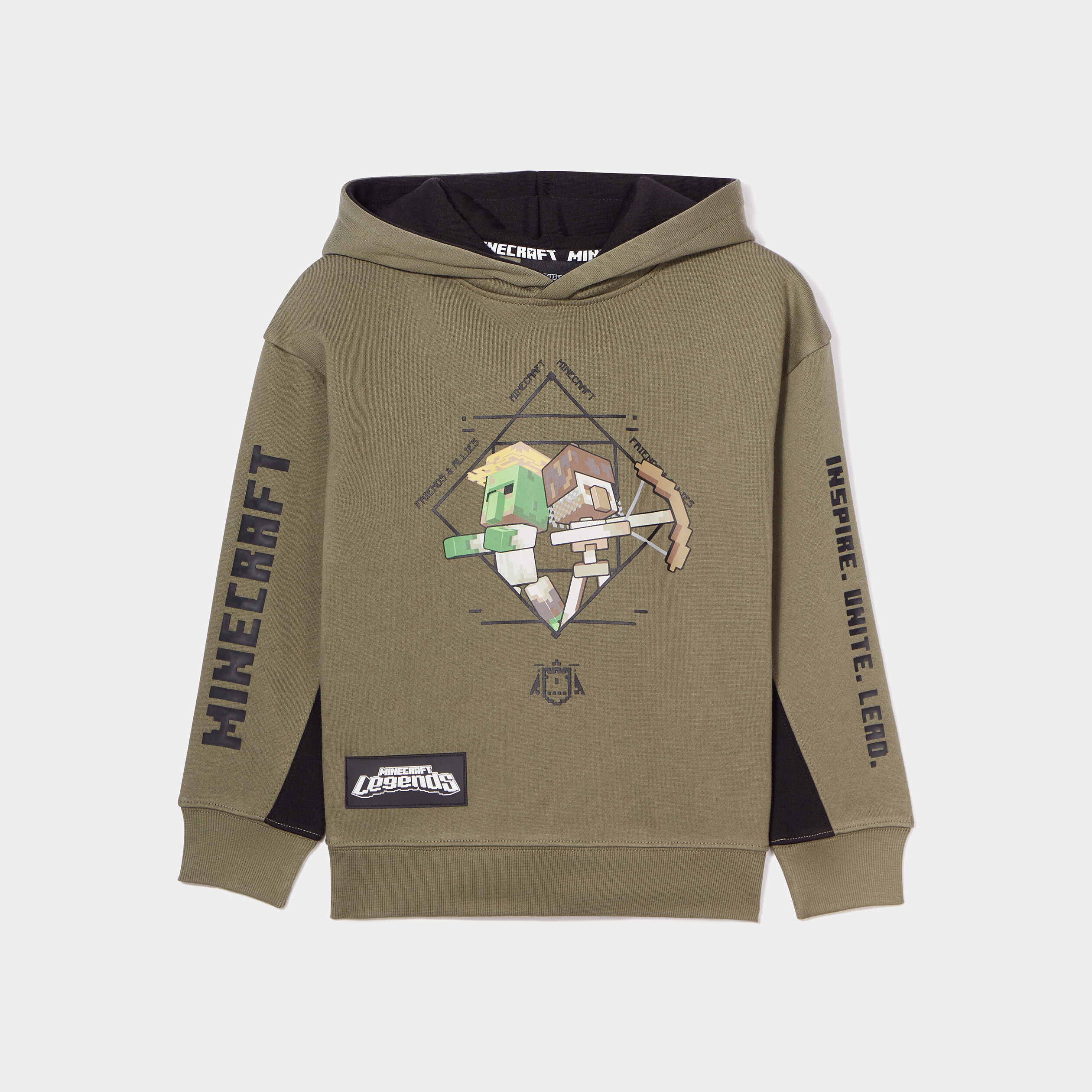 Sweat à capuche hoodie Minecraft vert kaki garçon | La Halle