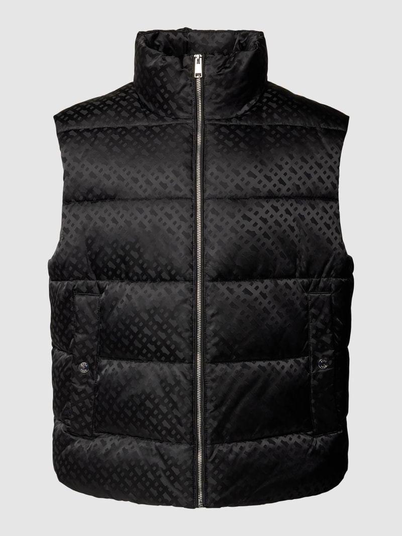 Steppweste mit Logo-Muster in schwarz