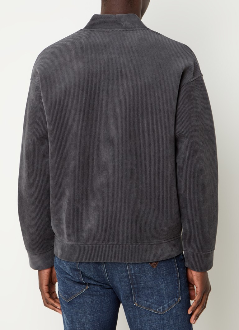 Cardigan Emporio Armani din catifea reiată cu logo brodat.