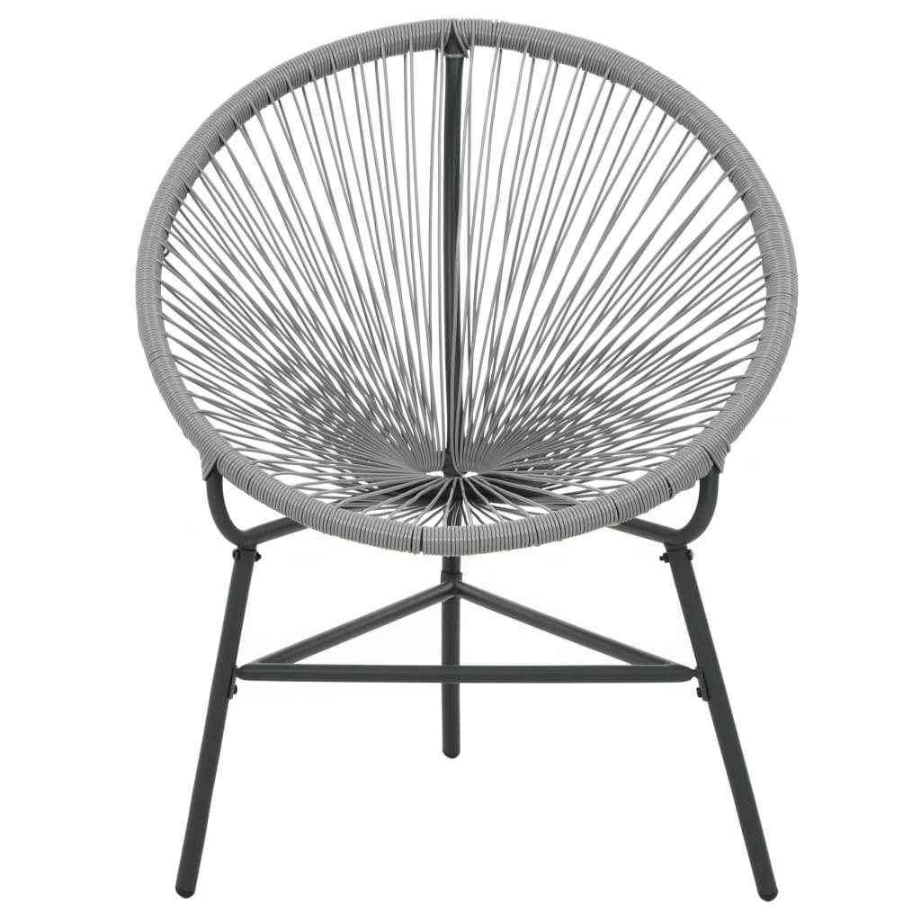 vidaXL Gartenstuhl Garten-Mond-Stuhl Poly Rattan Grau (1 St)