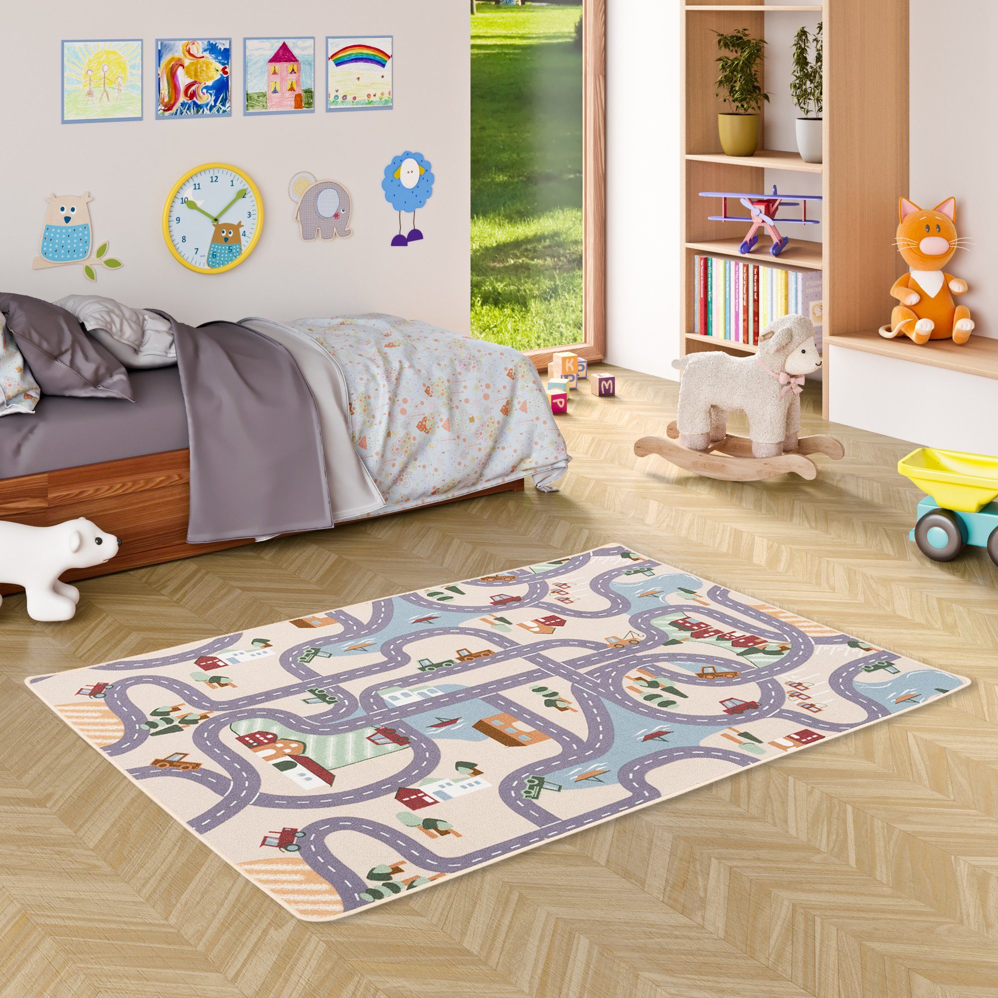Kinderteppich Kinder Spiel Straßenteppich Fun Town, Snapstyle, Rechteckig, Höhe: 4 mm