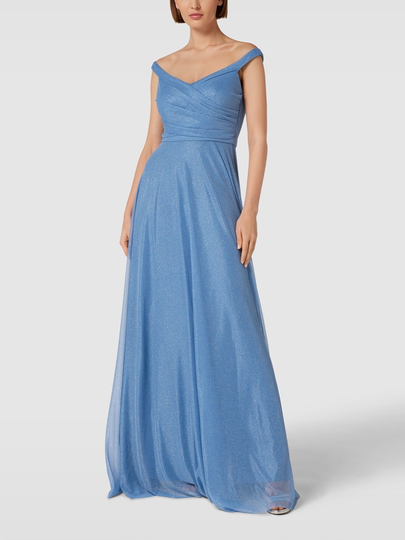 Abendkleid mit V-Ausschnitt in rauchblau