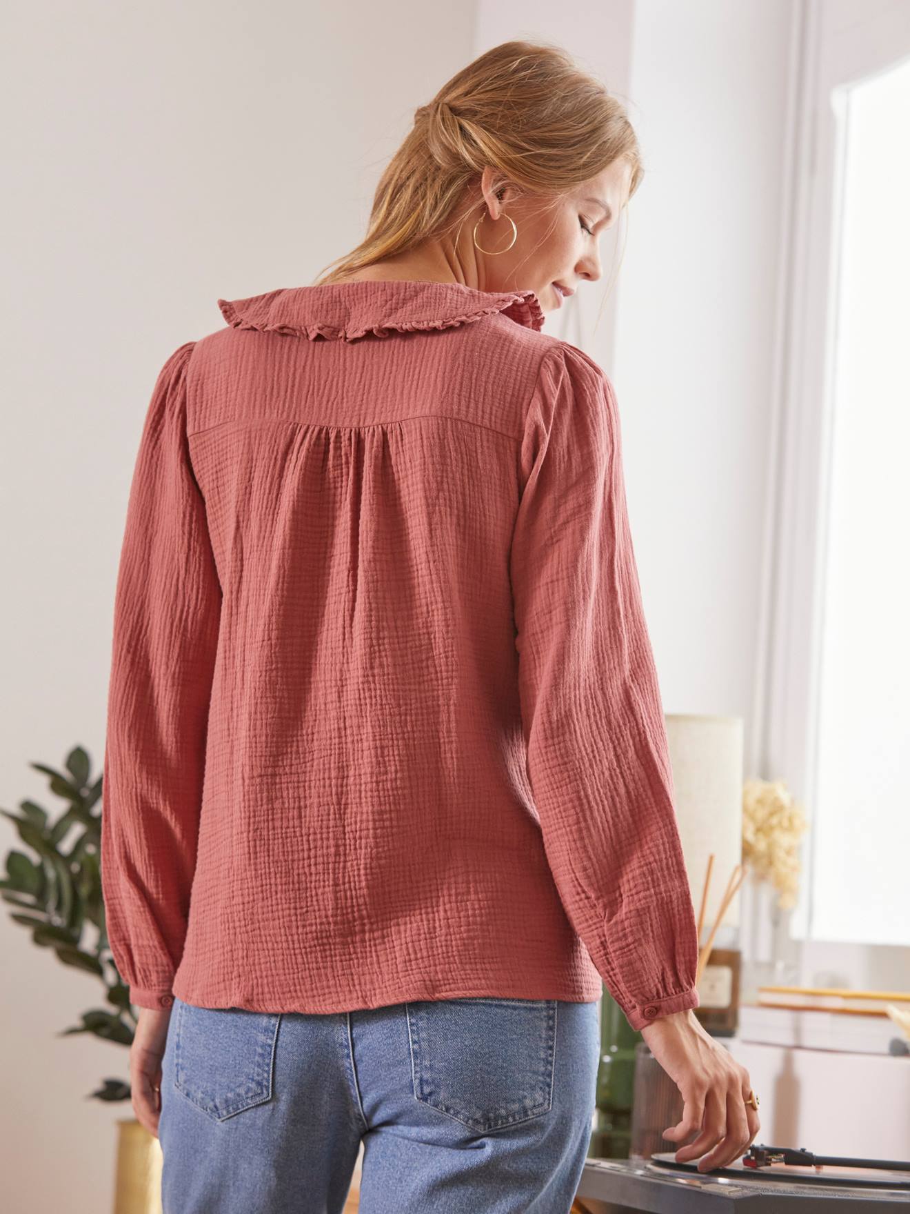 Vertbaudet Bluse, Schwangerschaft & Stillzeit - pflaume
