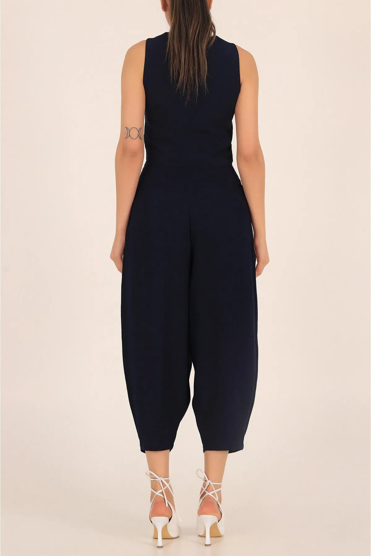 Laluvia  Marineblaues Weste-Hosen-Set