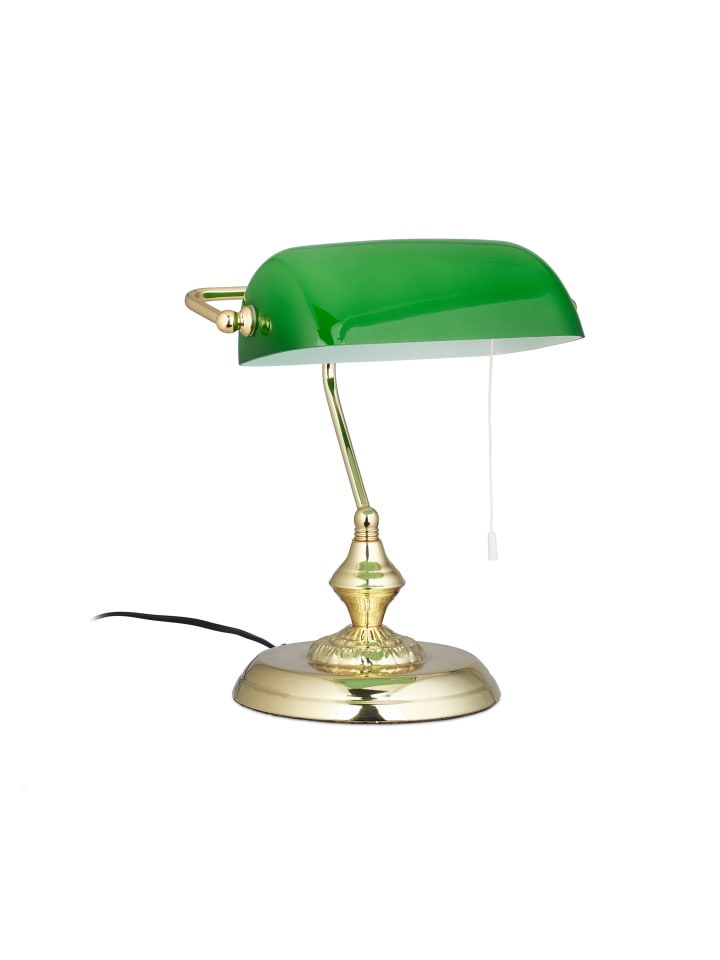relaxdays Bankerlampe in Grün/ Messing - (H) 31 cm günstig kaufen onesize