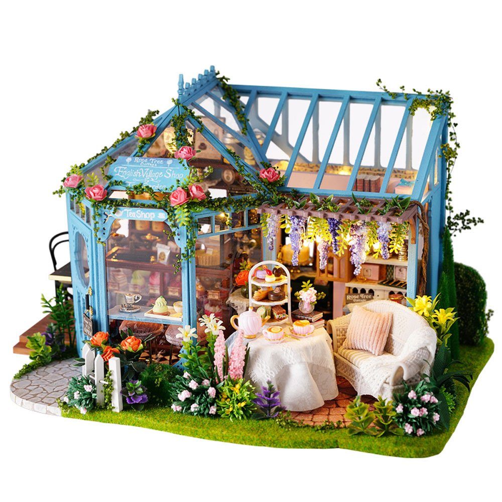 Cute Room 3D-Puzzle DIY holz Miniature Haus Puppenhaus Rosengarten, Puzzleteile, 3D-Puzzle, Miniaturhaus, Maßstab 1:24, Modellbausatz zum basteln