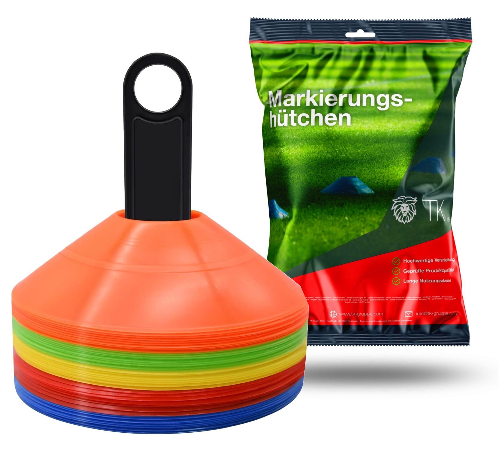 TK Gruppe Markierungshütchen 20x Markierungshütchen Hütchen Kegel für Slalom Trainingszubehör (20 St)