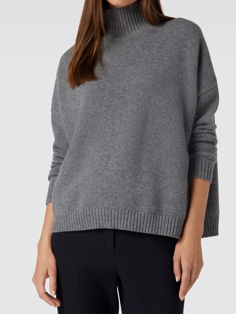 Strickpullover mit Stehkragen Modell 'BENITO' in hellgrau meliert