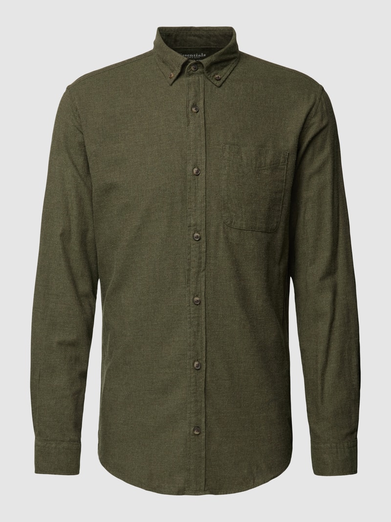 Regular Fit Freizeithemd mit Button-Down-Kragen Modell 'CLASSIC' in olivgrün meliert