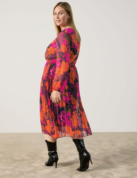 Chiffonkleid mit plissiertem Rockteil