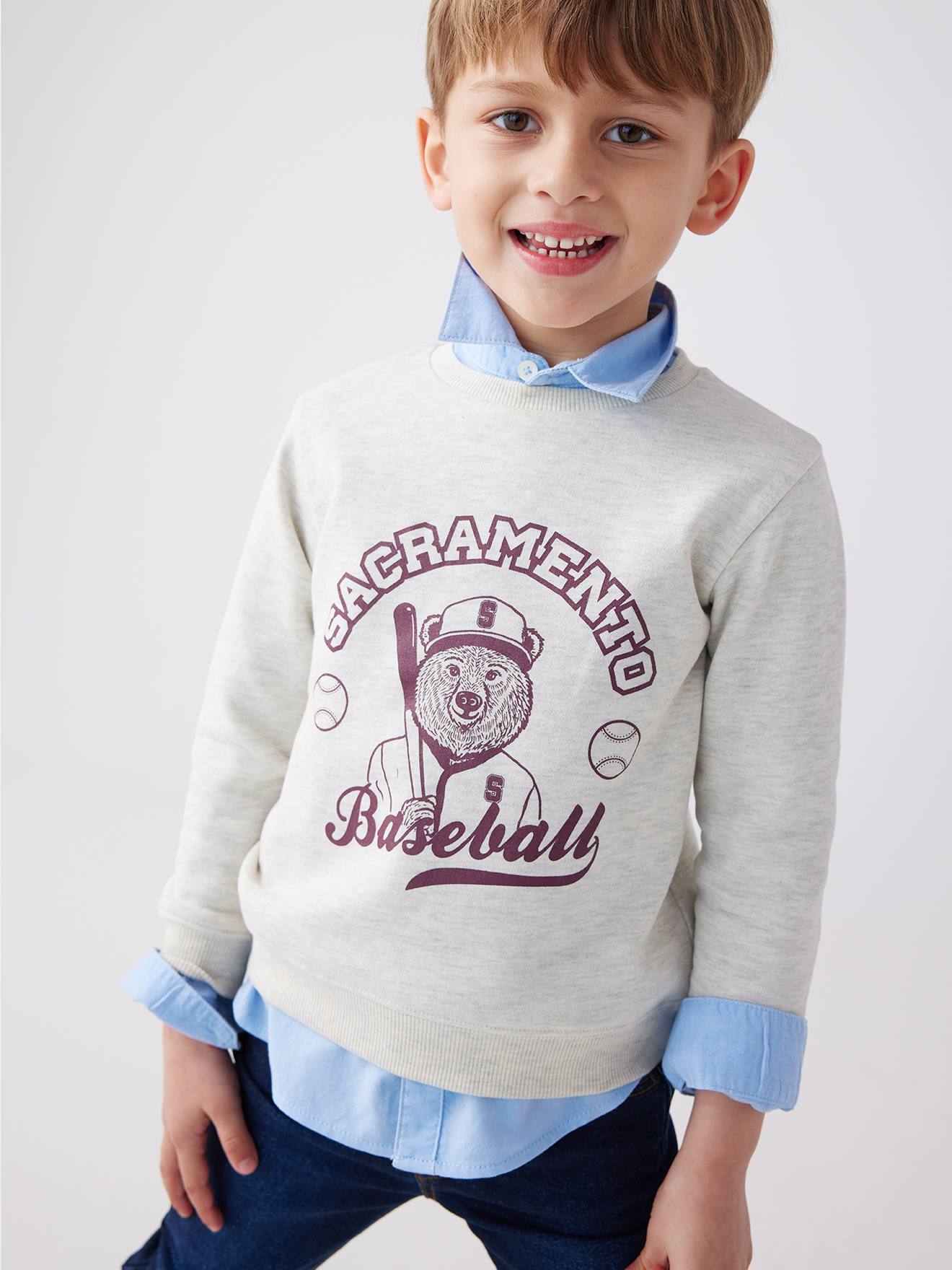 Sweat Basics motifs graphiques garçon bleu nuit