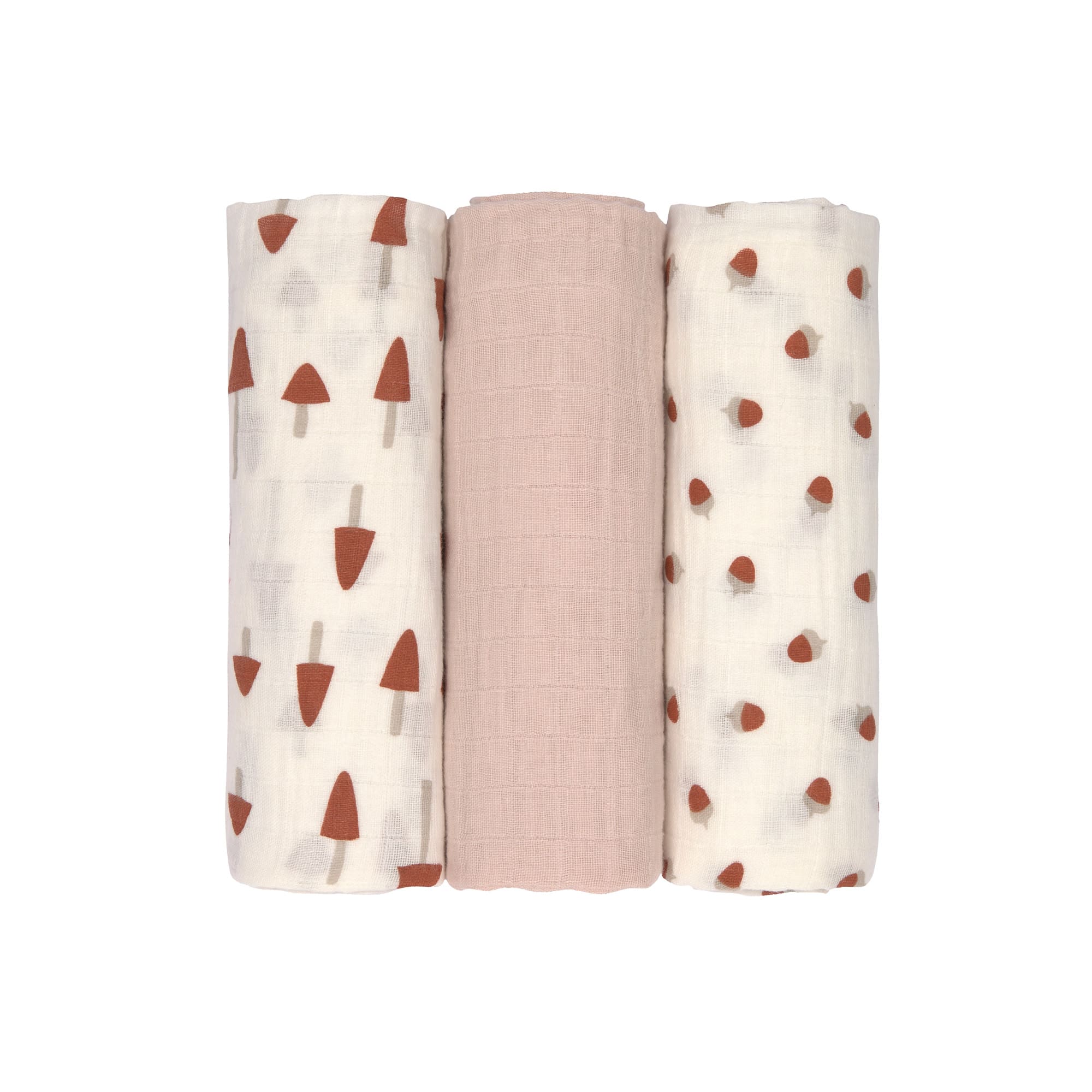 Mulltücher (3 Stk) L - Little Forest, Powder Pink