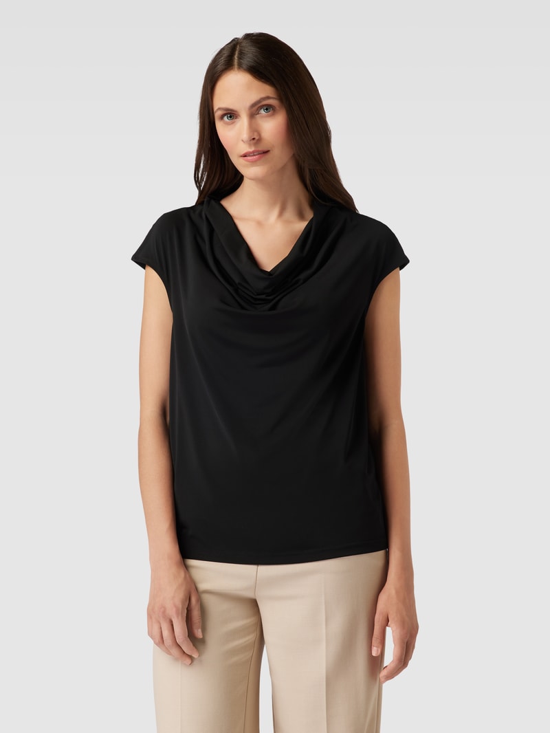 Blusenshirt mit Wasserfall-Ausschnitt in schwarz