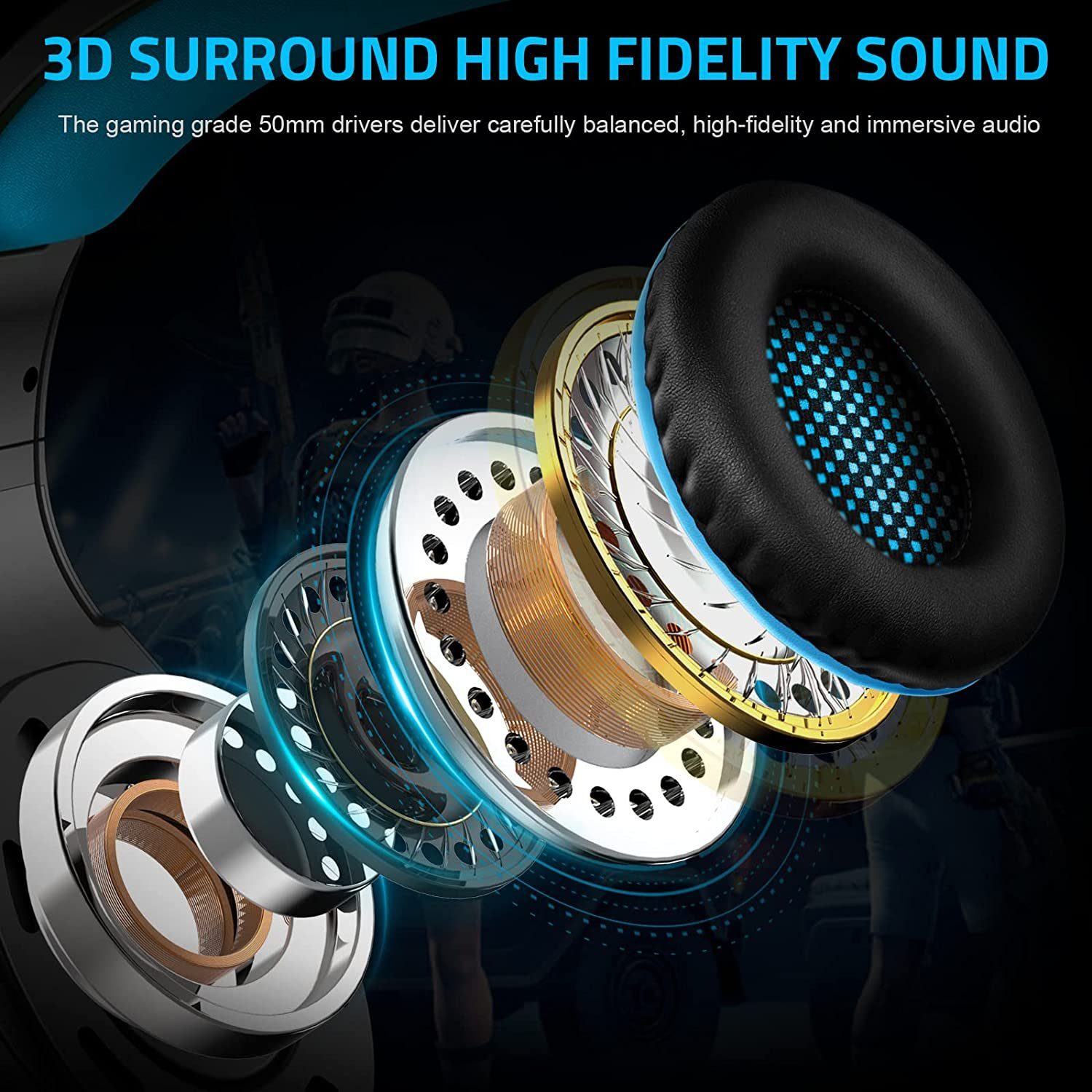Mutoy Gaming Headset für PC,PS4,PS5,Xbox One,Xbox Series X,Nintendo Switch Gaming-Headset (3.5mm Noise Cancelling Gaming Kopfhörer mit Mikrofon, LED Leuchten und Soft Memory Ohrenschützer)