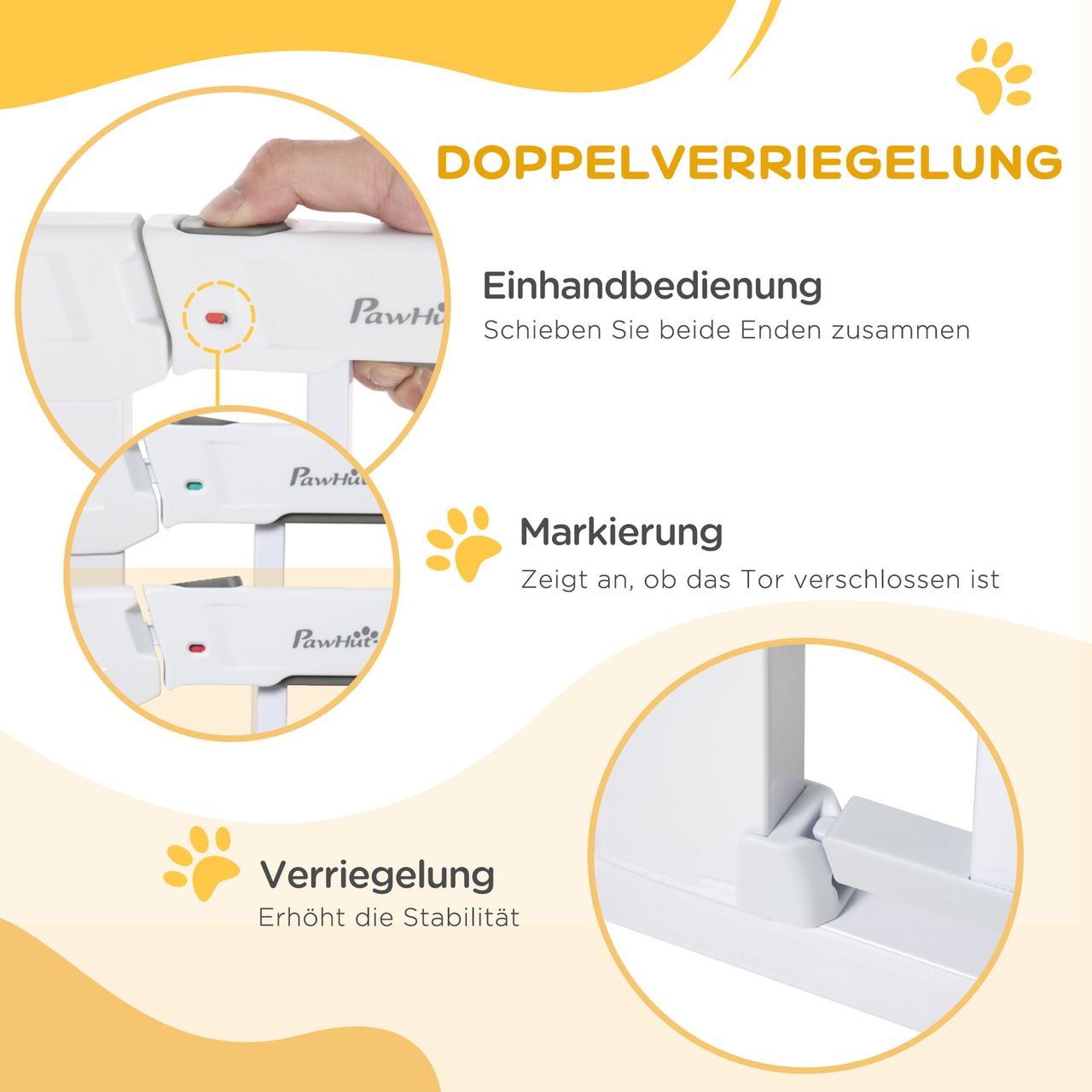 PawHut Türschutzgitter, Treppengitter, 75-96 cm Hundegitter ohne Bohren, Stahl