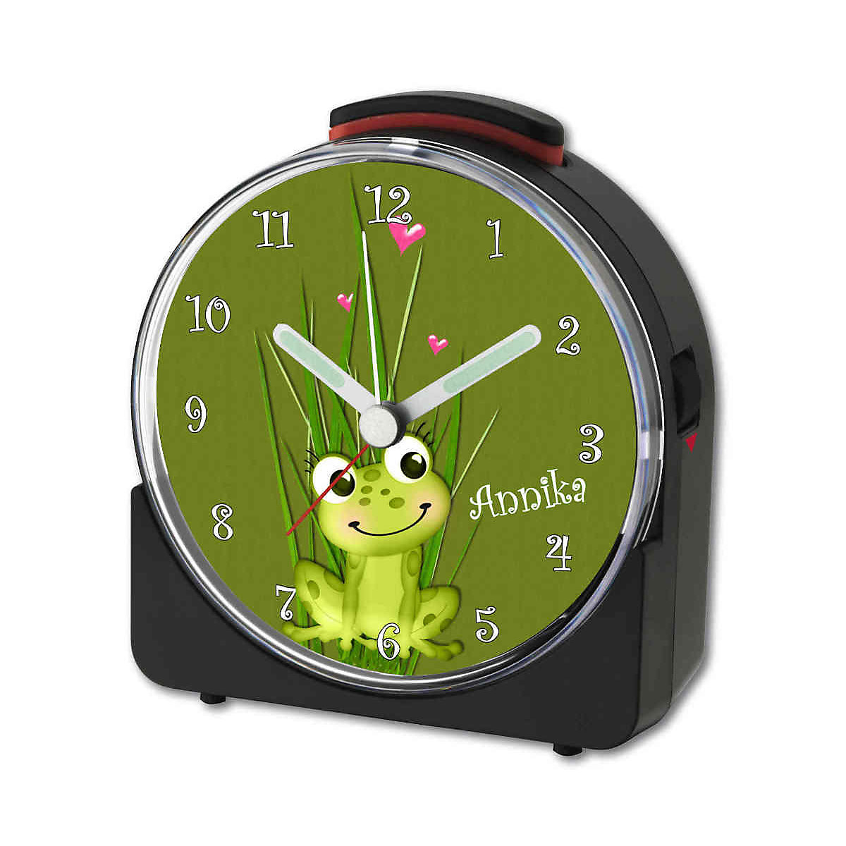 Kinder Funkwecker weiß personalisiert mit Namen Frosch