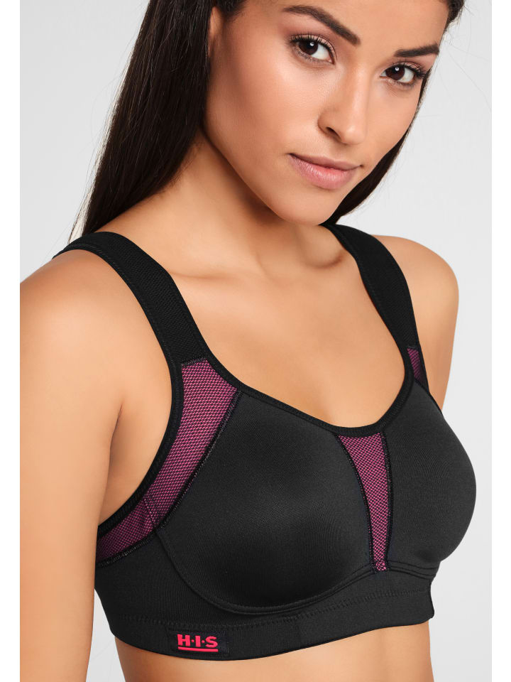 H.I.S Sport-BH in schwarz-pink günstig kaufen