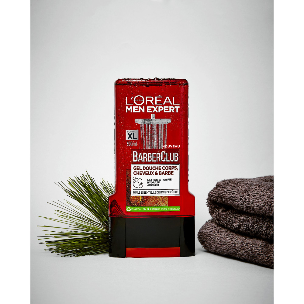 L'Oréal Paris L'Oréal Men Expert Barber Club Gel Douche 3en1 - 300ml Gel Douche Corps, Cheveux & Barbe Homme