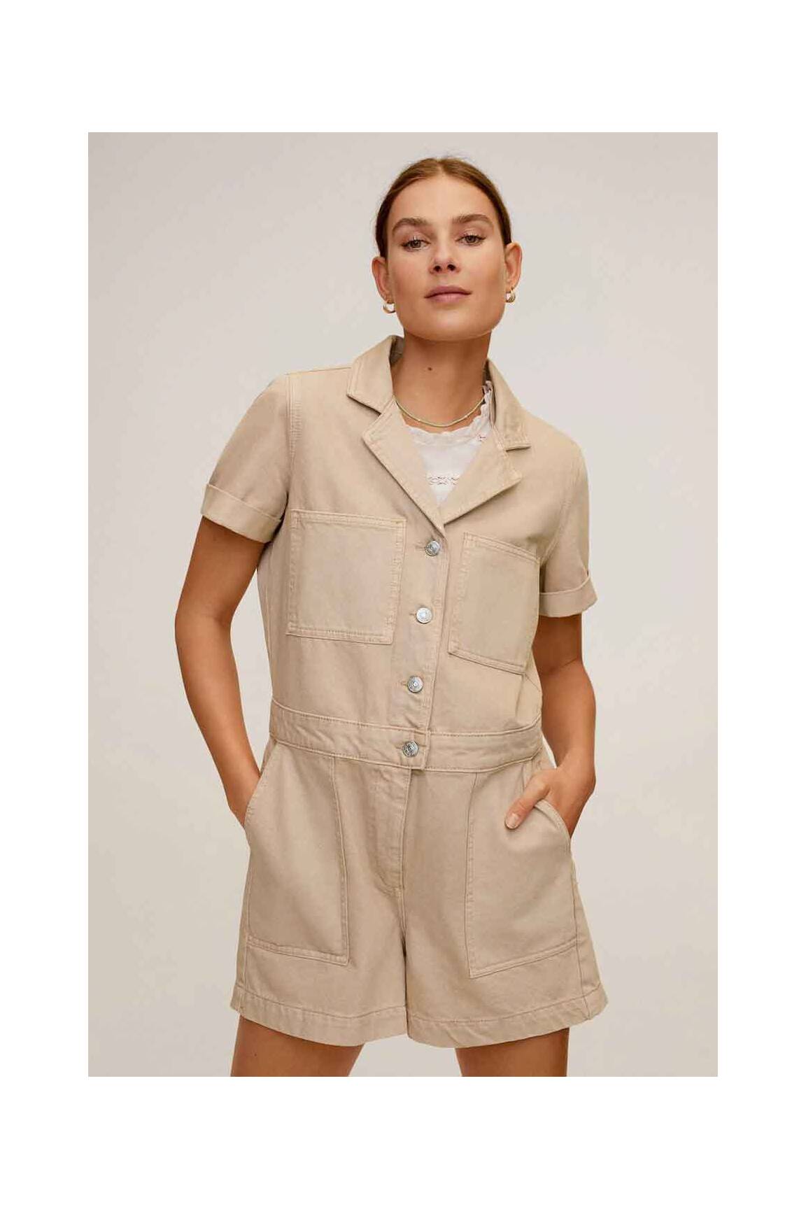 Mango Combi Shorts Femme couleur beige