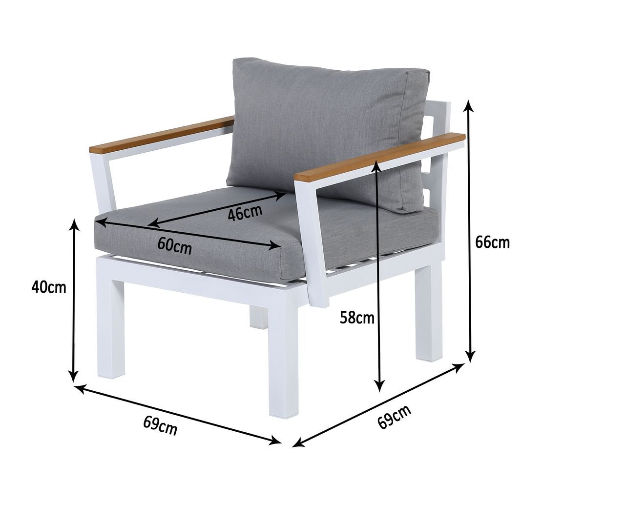 Gartenfreude Aluminium Sessel Ambience, flexibel einsetzbar mit wasserabweisenden Kissen, Weiß/Grau