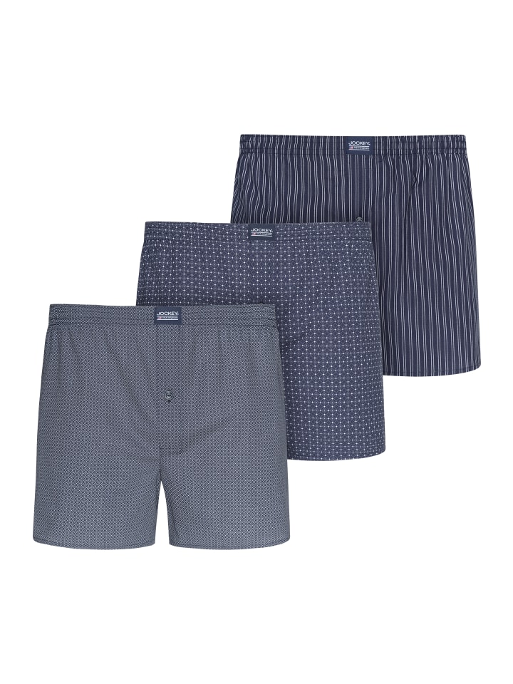 Jockey Boxershorts Woven 3 Stück in Dunkelblau günstig kaufen