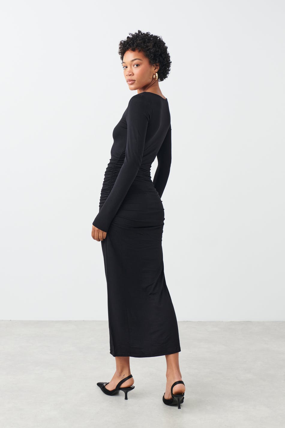 Soft touch ruched midi dress