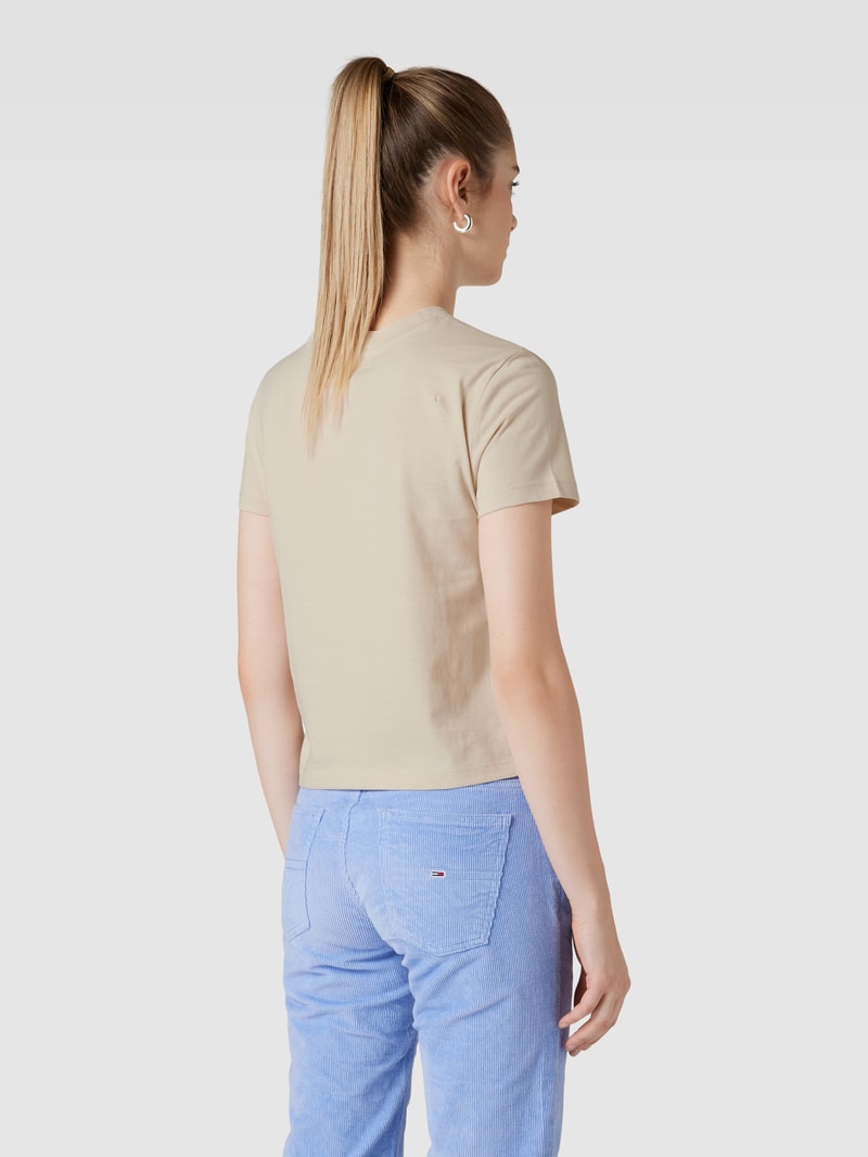 T-Shirt mit Label-Print Modell 'VARSITY' in beige