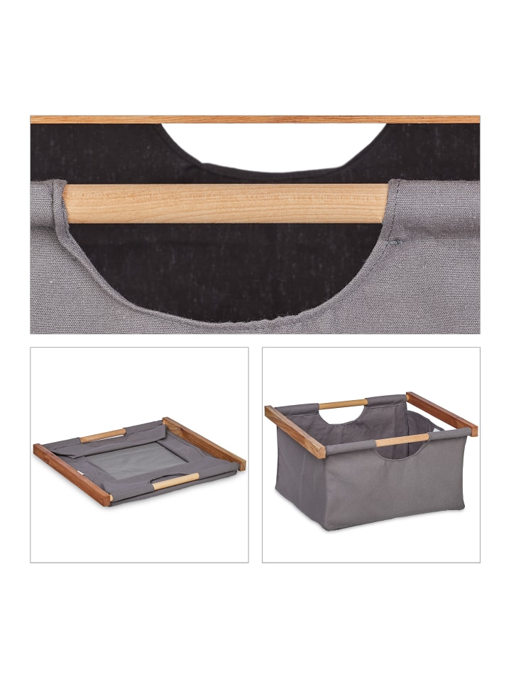 relaxdays Badregal mit Wäschekorb in Natur/ Grau- (B)43,5 x (H)96 x (T)33,5 cm günstig kaufen onesize