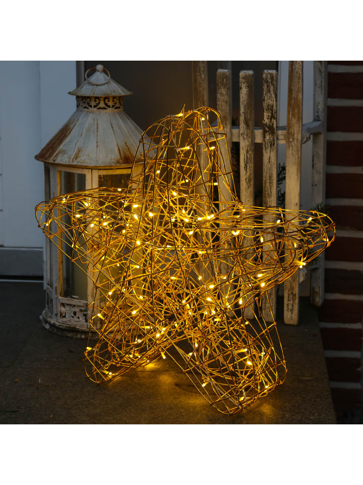 MARELIDA LED Stern Leuchtstern Drahtstern für Außen H: 60cm in gold günstig kaufen onesize