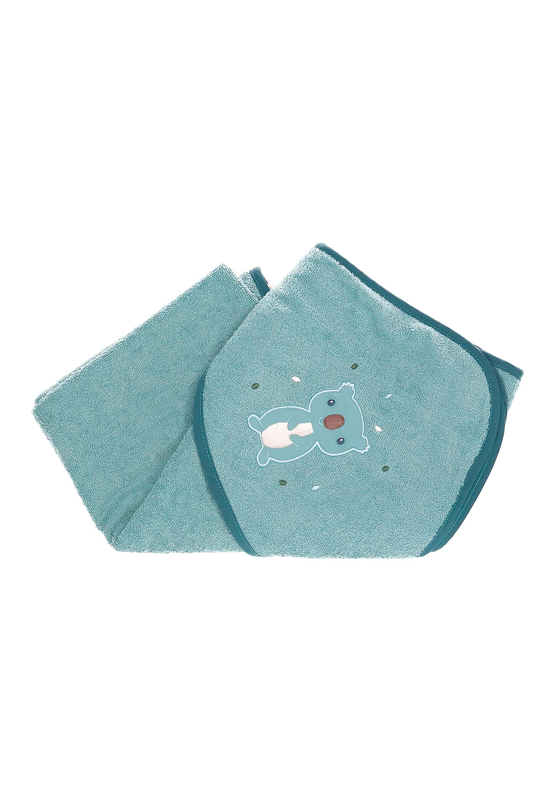 GOTS Badetuch 100x100 Koala Kalla uni in Blau mel.
