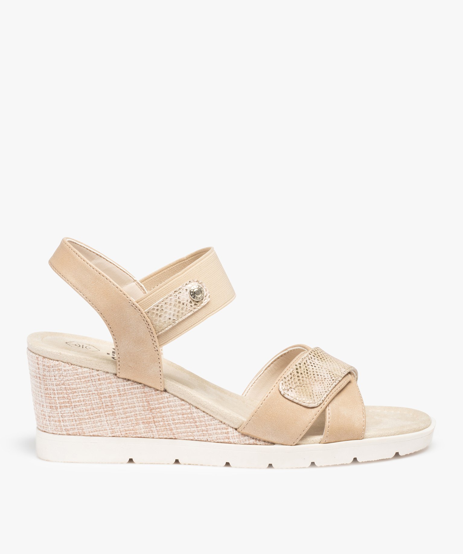 Sandales femme compensées à bride élastique or | GEMO