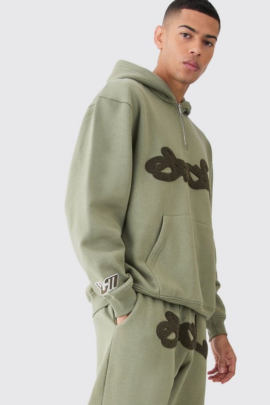 Oversize Frottee-Trainingsanzug mit 1/4 Reißverschluss