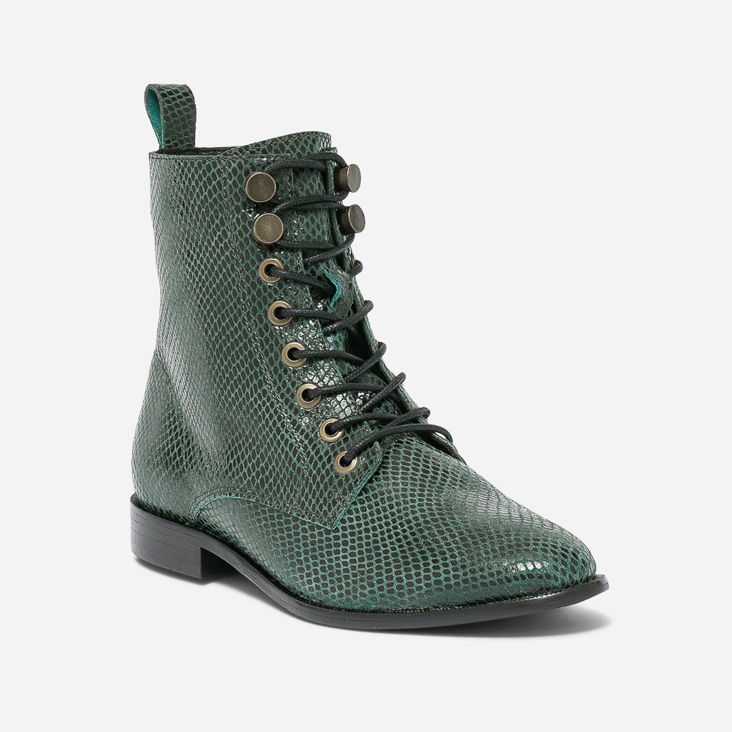 Bottine vert cuir effet python