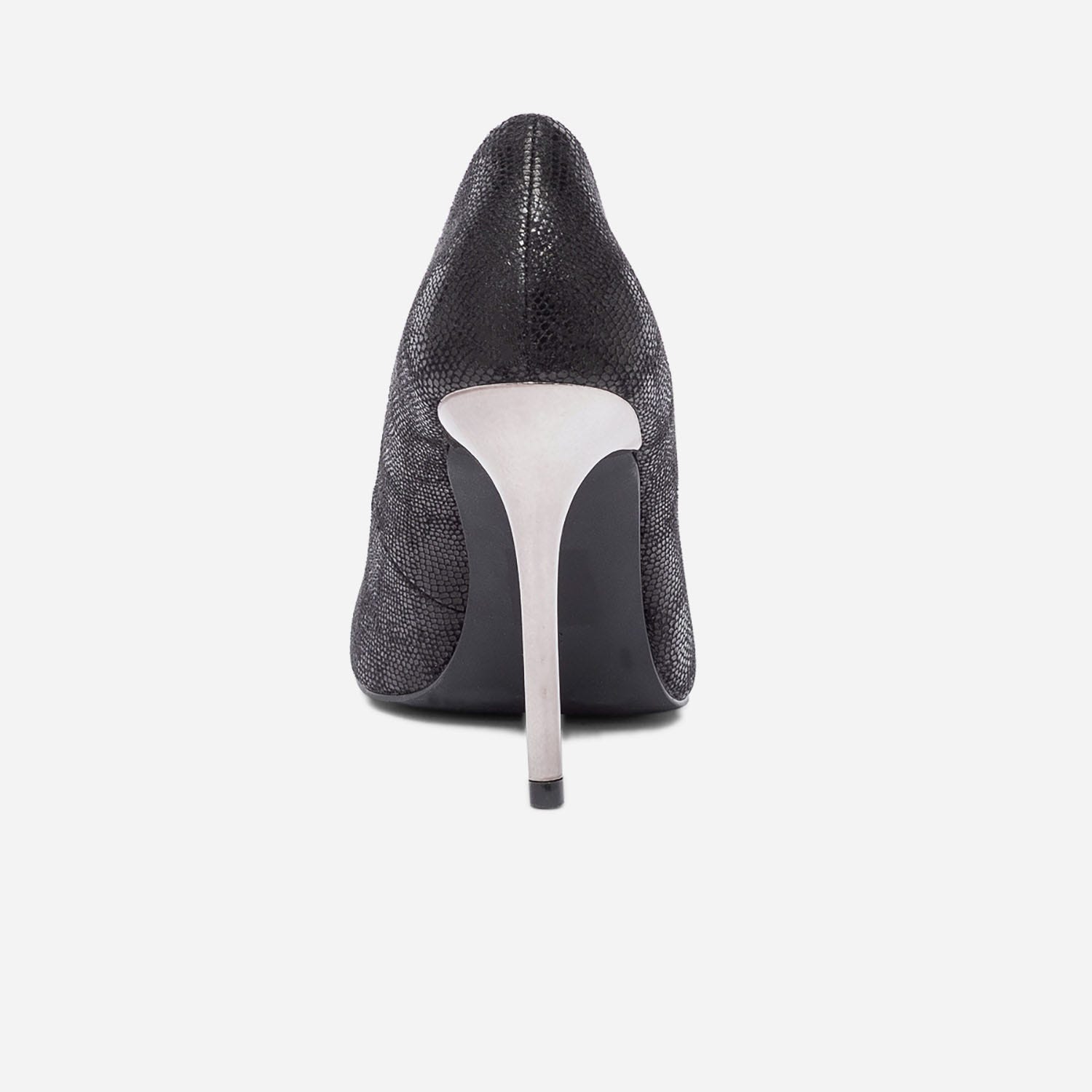 Stiletto TEXTO noir effet python à talon miroir