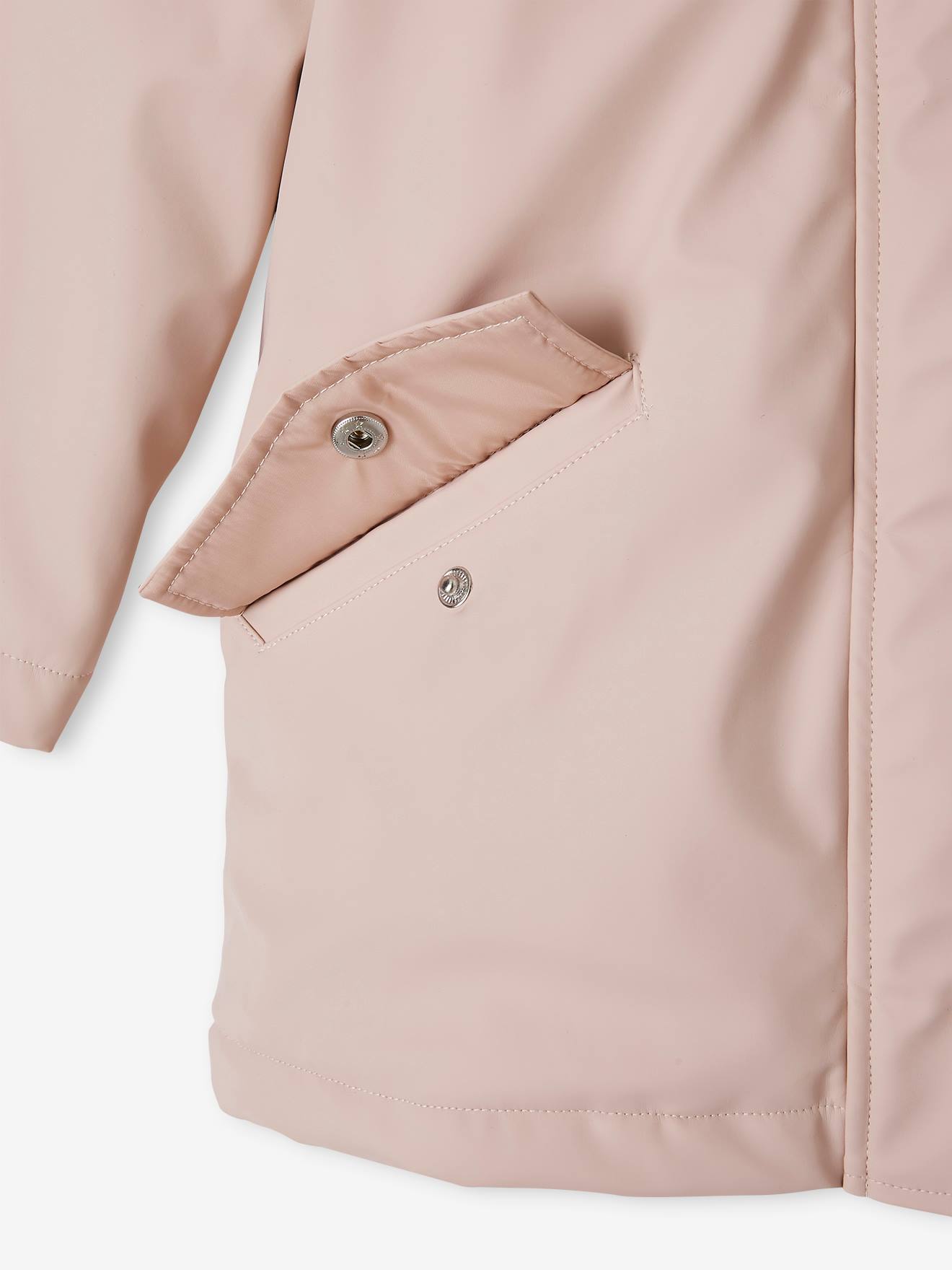 Ciré à capuche doublé sherpa fille rose pâle