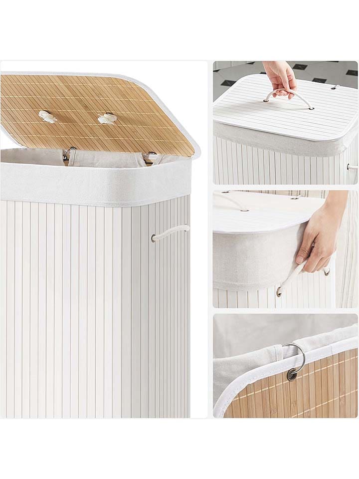 Songmics Wäschekorb in Weiß/ Hellbraun - (B)40 x (H)60 x (T)30 cm günstig kaufen onesize
