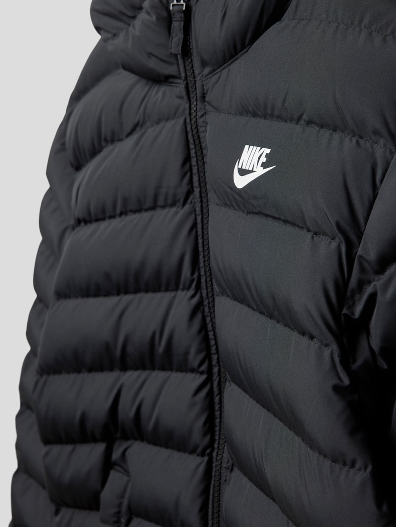 Steppjacke mit Logo-Print in schwarz