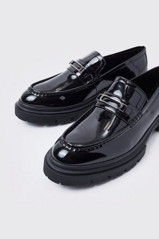 Klobige Lack-Loafer