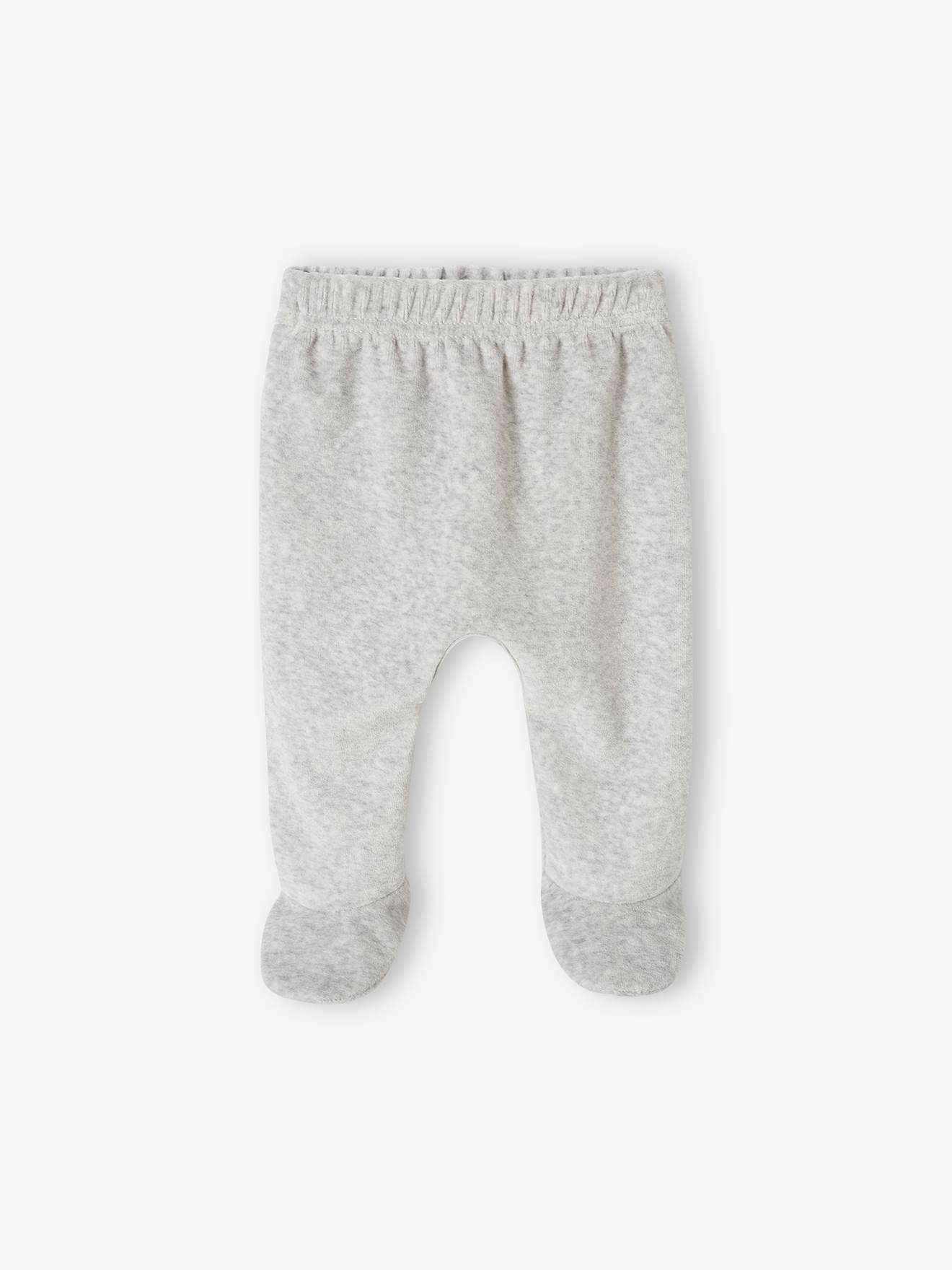 Vertbaudet Weihnachtlicher Baby Samt-Schlafanzug Oeko-Tex - grau meliert