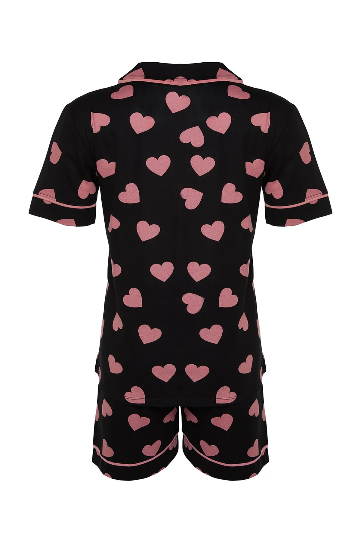 Trendyol Curve  Mehrfarbiges Pyjama-Set mit Herzmuster und Strickpaspelierung TBBSS22PT0224