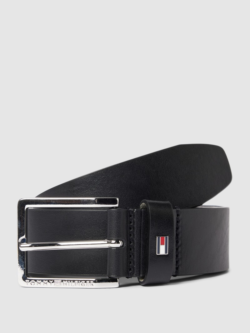 Gürtel aus Leder mit Label-Detail Modell 'OLIVER' in schwarz
